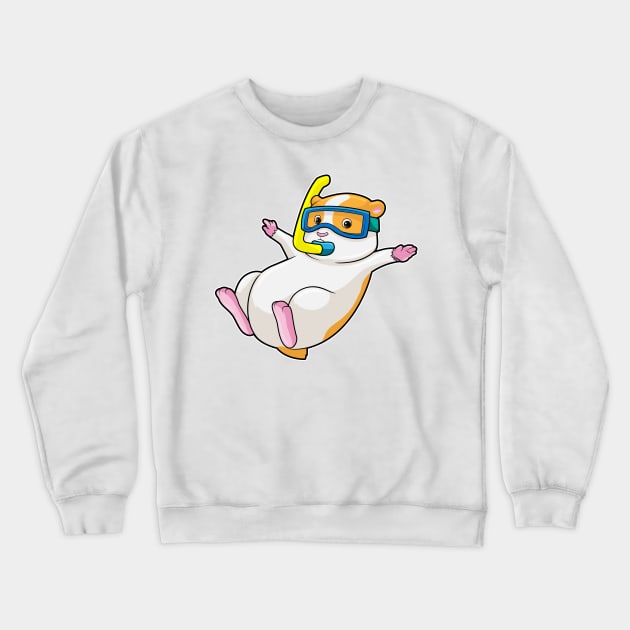 Hamster at Diving with Swimming goggles Crewneck Sweatshirt by Markus Schnabel